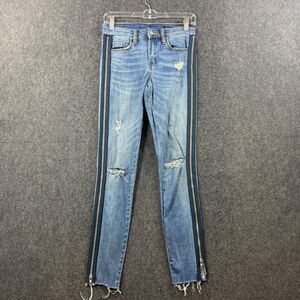 Blank NYC Blue Skinny Jeans with Black Stripes